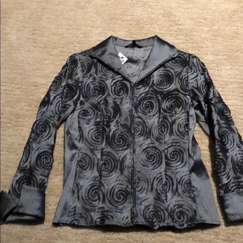 NWT XS Samual Dong pewter metallic dress blazer